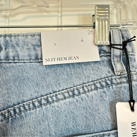 NWT WeWoreWhat slit hem jeans in real stiff denim retro vintage inspired chain - Picture 8 of 12